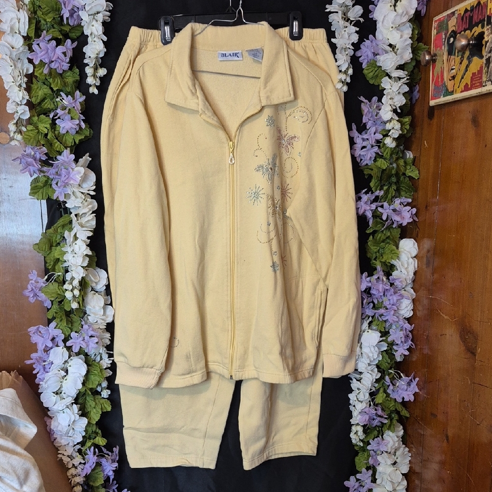 Blair Pale Yellow Embellished Zip-Front Pantsuit